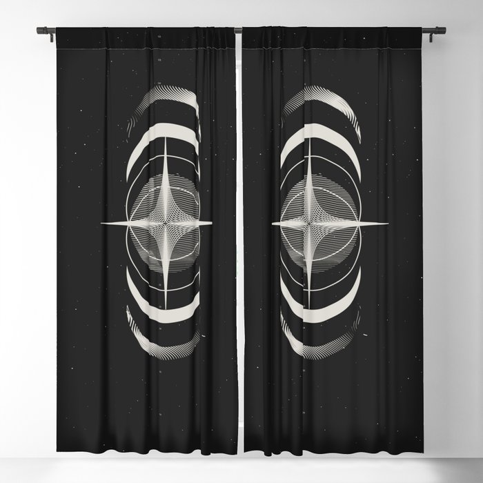 Moon Phases Geometry Black Blackout Curtain