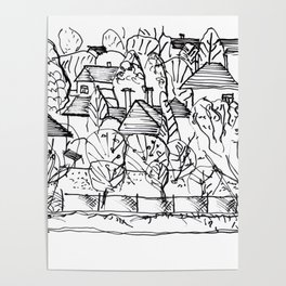  view from my window - village "Landscape Drawings" Poster
