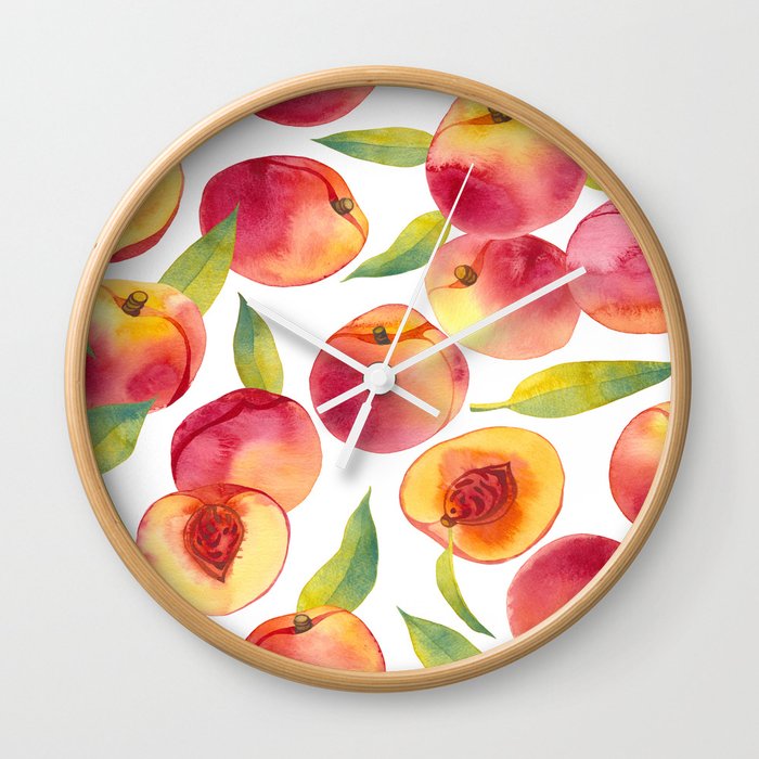 peache fruit pattern Wall Clock