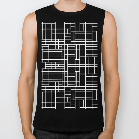 Map Outline White on Black Biker Tank