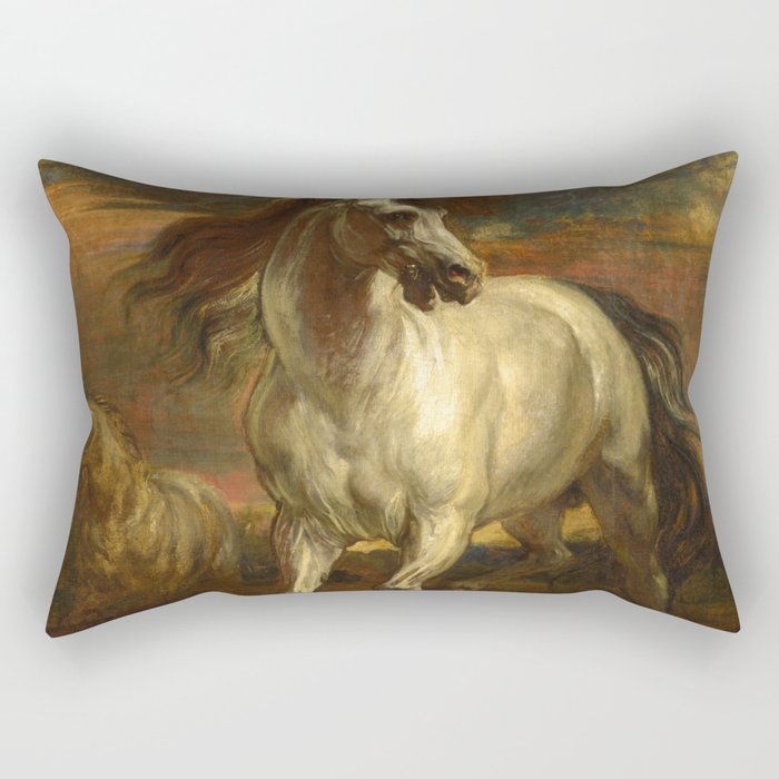 Sir Anthony van Dyck "Horses of Achilles" Rectangular Pillow