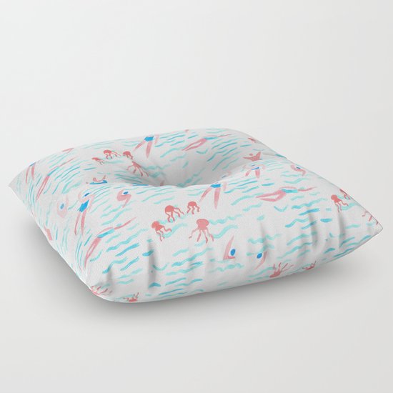 swimmers in the sea pattern Floor Pillow by Anyuka Society6