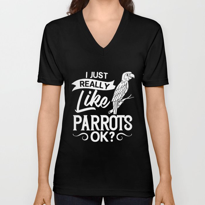 Parrot Bird Quaker African Gray Macaw Cage V Neck T Shirt