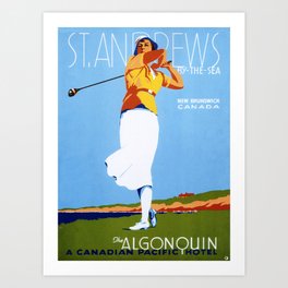 Golfing at St. Andrews by the Sea The Algonquin Hotel Scotland Vintage Travel Poster Art Print | Game, Resort, Artdeco, Scotland, Lithographposters, Hotel, Tourism, See, Golf, Painting 