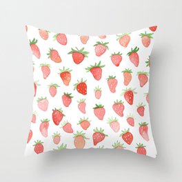 Watercolor Strawberries Throw Pillow