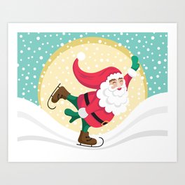 Merry Christmas. Santa Claus is skating Art Print