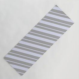 [ Thumbnail: Dark Grey and Lavender Colored Stripes/Lines Pattern Yoga Mat ]