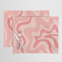 Retro Liquid Swirl Abstract in Soft Pink Placemat