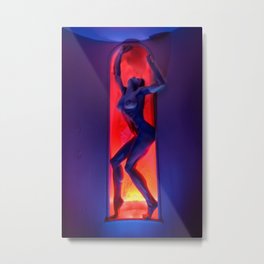 0045-JK Powerful Fit Woman Between the Worlds Fire and Ice Blue Red Metal Print | Succubus, Fantasticbody, Piercednipples, Hot, Betweentheworlds, Erotic, Strong, Fineartnude, Heavenandhell, Photo 