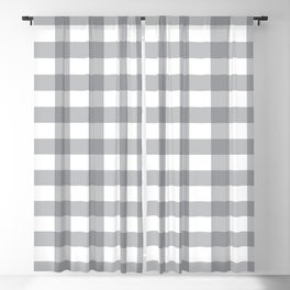 Gray and White Buffalo Plaid Pattern Blackout Curtain