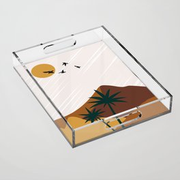 Summer In The Desert, Modern Abstract Boho Design Acrylic Tray