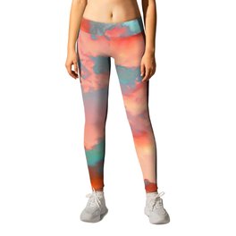 Blue Orange Sunset Sky Leggings