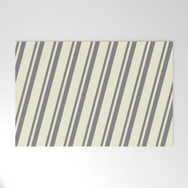 [ Thumbnail: Gray & Beige Colored Lines/Stripes Pattern Welcome Mat ]