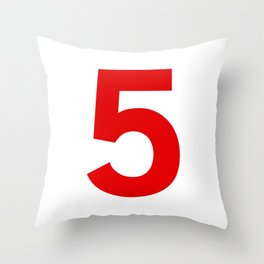 Number 5 (Red & White) Throw Pillow