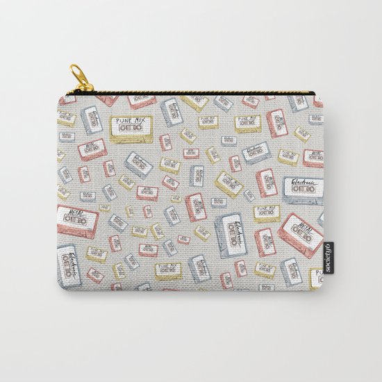 Primary Mixtapes on Neutral Grey Carry-All Pouch
