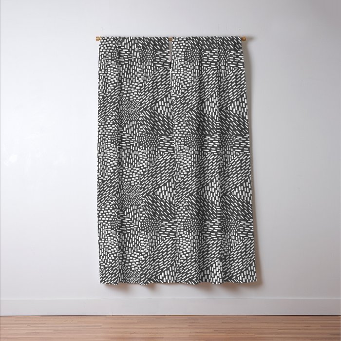 Abstract Brush Strokes Charcoal Gray Blackout Curtain By
