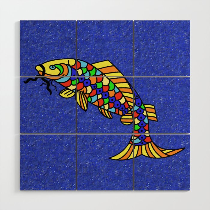 Bright Bold Colorful Fancy Abstract Pop Art Fish Wood Wall Art By