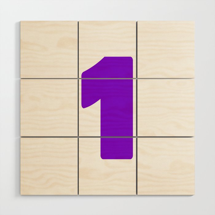 1 (Violet & White Number) Wood Wall Art