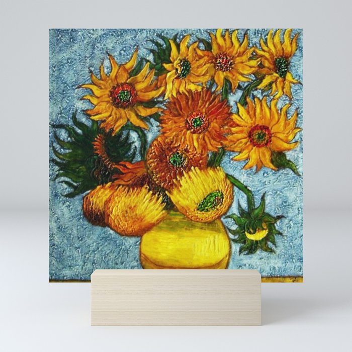 Sunflowers, Paris, in Vase portrait painting by Vincent van Gogh Mini Art Print