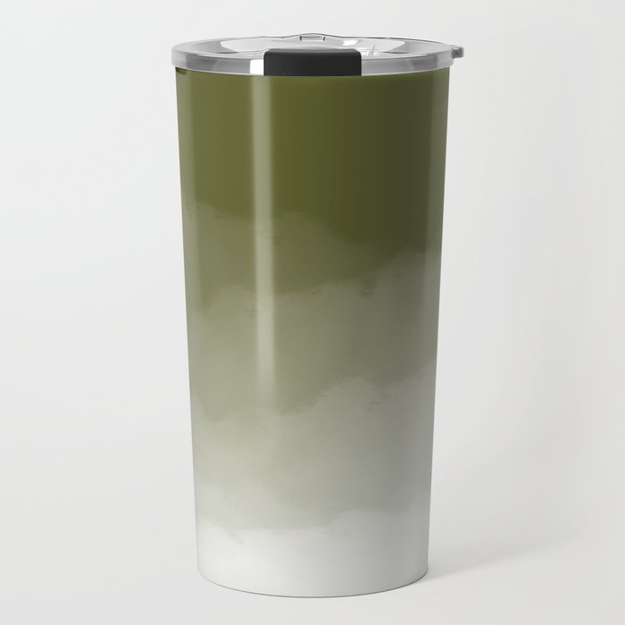 Army Green Watercolor Ombre (army green/white) Travel Mug