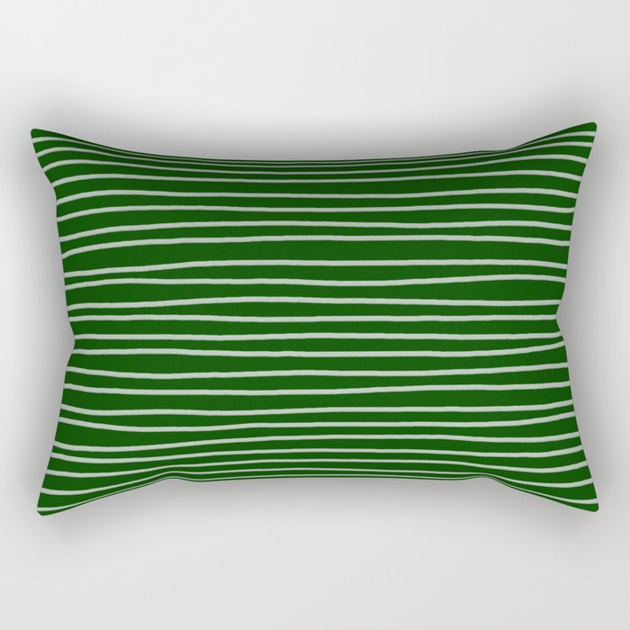 Forest Green Pinstripes Rectangular Pillow