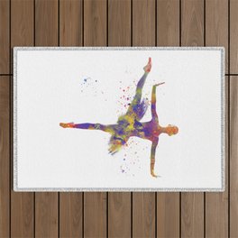 Classical ballet dancer in watercolor Outdoor Rug