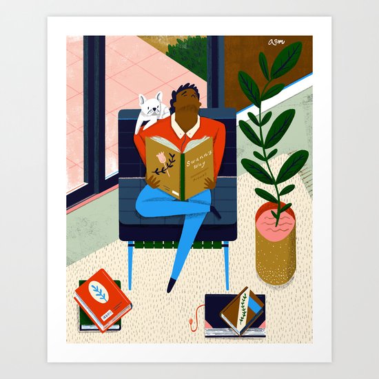 Frenchies Reading Frenchies Art Print
