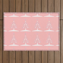 Christmas Tree Of Snowflakes and Stars On Pale Rose Outdoor Rug
