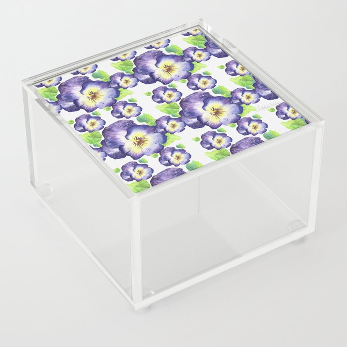 purple pansies Acrylic Box