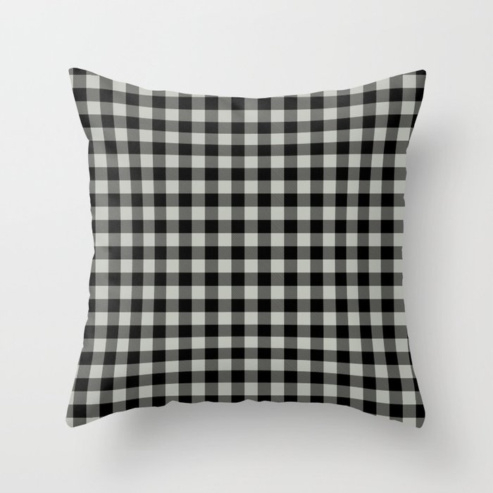 Black and Green Buffalo Plaid Pattern - Pratt and Lamberts 2022 Color of the Year Gray Mist 419B Throw Pillow