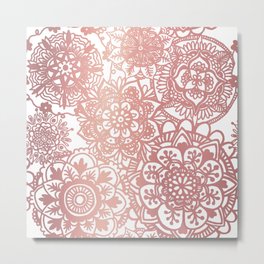 Rose Gold and White Mandala Pattern Metal Print