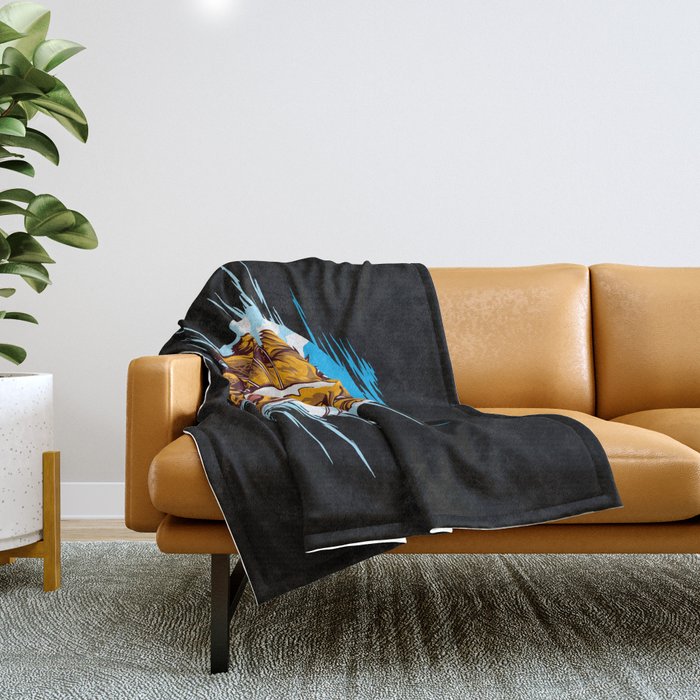 Cute Happy Dog Illustration Throw Blanket