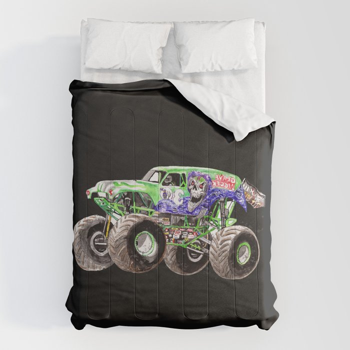 Grave Digger the Monster Jam in Black Comforter by xinle arts