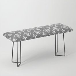 Grey and White Native American Tribal Pattern Bench