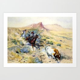 Western Painting by Charles Russell "The Quitter" Art Print