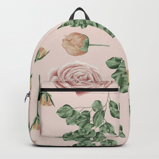 Flower Shop Roses on Blush Pink Backpack