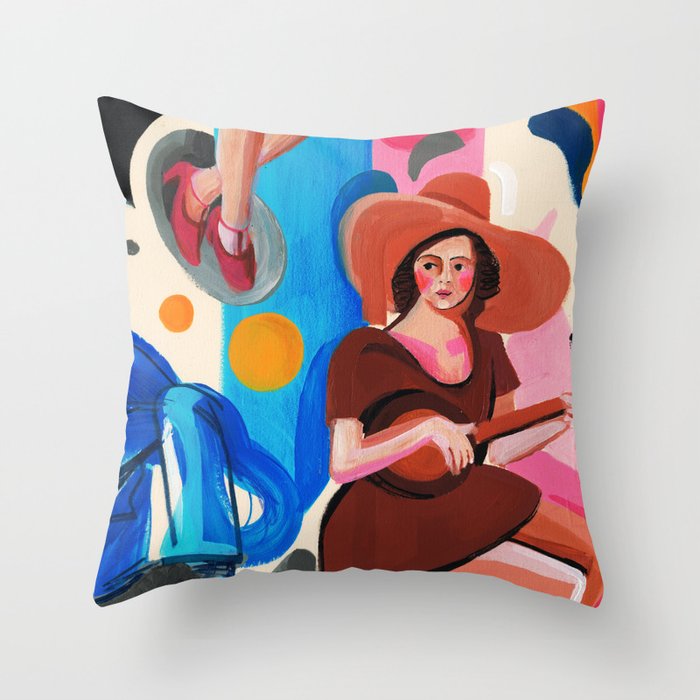 Music Concert Painting on paper Artwork - Composition Throw Pillow