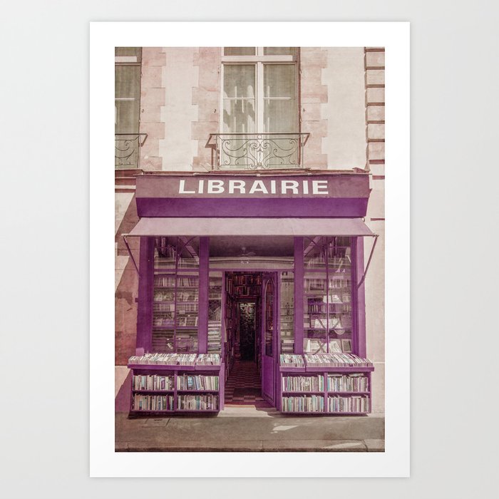 Purple Bookstore, Paris Art Print