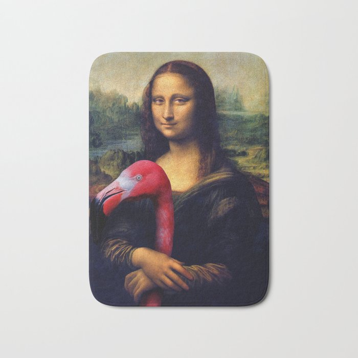 Mona Lisa and Her Flamingo Bath Mat