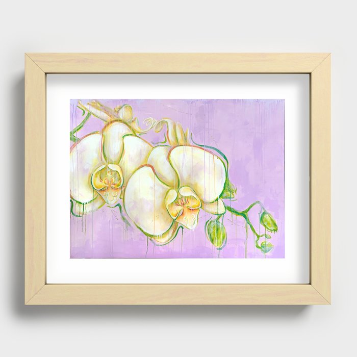 Purple drip orchids Recessed Framed Print