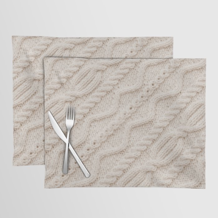 Beige Cableknit Sweater Placemat