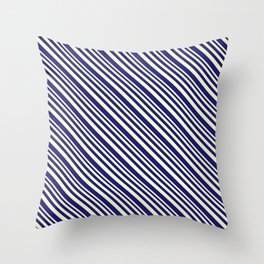 [ Thumbnail: Light Yellow & Midnight Blue Colored Lined/Striped Pattern Throw Pillow ]