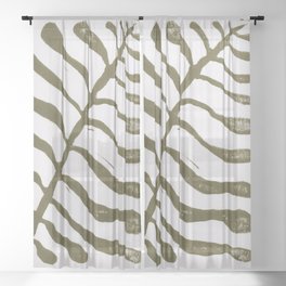 One Hundred-Leaved Plant / Lino Print Sheer Curtain