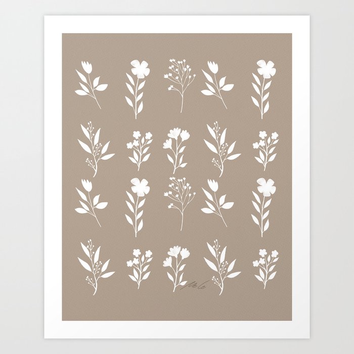 White Flower Pattern_02 Art Print