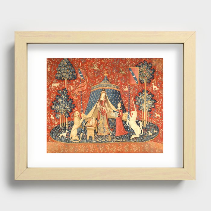 Lady and The Unicorn Medieval Tapestry Recessed Framed Print