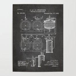 Brewery Patent - Beer Art - Black Chalkboard Poster