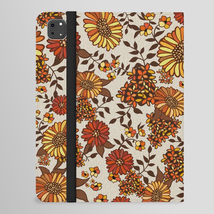 Retro 70s boho hippie orange flower power iPad Folio Case