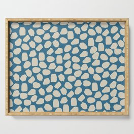 Ink Spot Pattern in Boho Blue and Beige Serving Tray