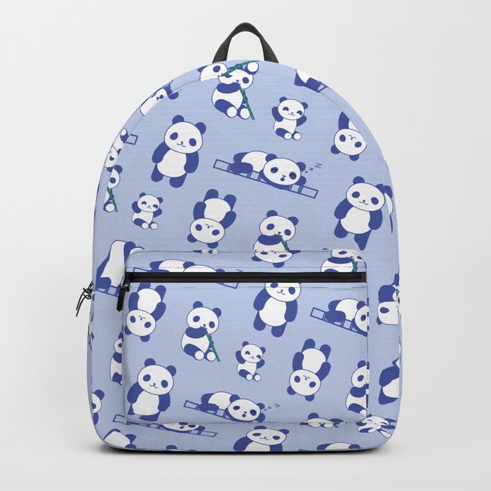 Light Blue Panda Pattern Print Backpack