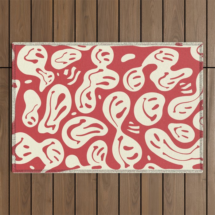 Christmas Red n Cream Melted Happiness  Outdoor Rug